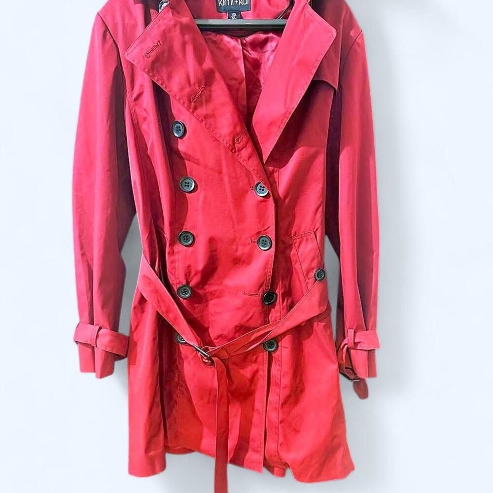 Kim + KaI Women's Maroon/Burgundy Trench Coat